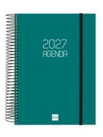 Finocam Espiral Basics Opaque Agenda - Anual 2027 - 1 Dia por Pagina - Formato E10 - 155x212mm - Espiral - Tapa de Polipropileno - Esquinas Microperforadas - Papel de 70g/m2 - Color Verde