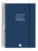 Finocam Espiral Basics Opaque Agenda - Anual 2027 - 1 Dia por Pagina - Formato E11 - 165x242mm - Espiral - Tapa de Polipropileno - Esquinas Microperforadas - Papel de 70g/m2 - Color Azul