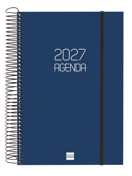 Finocam Espiral Basics Opaque Agenda - Anual 2027 - 1 Dia por Pagina - Formato E11 - 165x242mm - Espiral - Tapa de Polipropileno - Esquinas Microperforadas - Papel de 70g/m2 - Color Azul Finocam Espiral Basics Opaque Agenda - Anual 2027 - 1 Dia por Pagina - Formato E11 - 165x242mm - Espiral - Tapa de Polipropileno - Esquinas Microperforadas - Papel de 70g/m2 - Color Azul