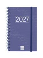 Finocam Espiral Basics Year Agenda - Anual 2027 - Semana Vista Horizontal - Formato E5 - 117x181mm - Espiral - Tapa de Polipropileno - Esquinas Microperforadas - Papel de 80g/m2 - Color Azul