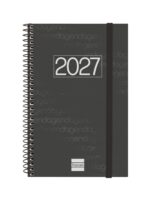Finocam Espiral Basics Year Agenda - Anual 2027 - Semana Vista Horizontal - Formato E5 - 117x181mm - Espiral - Tapa de Polipropileno - Esquinas Microperforadas - Papel de 80g/m2 - Color Negro