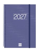 Finocam Espiral Basics Year Agenda - Anual 2027 - Semana Vista Horizontal - Formato E10 - 155x212mm - Espiral - Tapa de Polipropileno - Esquinas Microperforadas - Papel de 80g/m2 - Color Azul