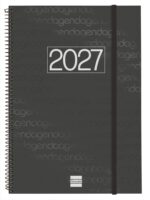 Finocam Espiral Basics Year Agenda - Anual 2027 - Semana Vista Vertical - Formato E40 - 210x297mm - Espiral - Tapa de Polipropileno - Esquinas Microperforadas - Papel de 80g/m2 - Color Negro