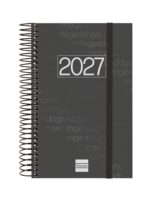Finocam Espiral Basics Year Agenda - Anual 2027 - 1 Dia por Pagina - Formato E5 - 117x181mm - Espiral - Tapa de Polipropileno - Esquinas Microperforadas - Papel de 70g/m2 - Color Negro