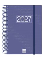 Finocam Espiral Basics Year Agenda - Anual 2027 - 1 Dia por Pagina - Formato E10 - 155x212mm - Espiral - Tapa de Polipropileno - Esquinas Microperforadas - Papel de 70g/m2 - Color Azul