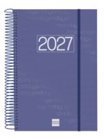 Finocam Espiral Basics Year Agenda - Anual 2027 - 1 Dia por Pagina - Formato E11 - 165x242mm - Espiral - Tapa de Polipropileno - Esquinas Microperforadas - Papel de 70g/m2 - Color Azul