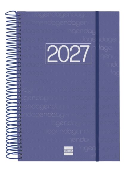 Finocam Espiral Basics Year Agenda - Anual 2027 - 1 Dia por Pagina - Formato E11 - 165x242mm - Espiral - Tapa de Polipropileno - Esquinas Microperforadas - Papel de 70g/m2 - Color Azul