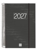 Finocam Espiral Basics Year Agenda - Anual 2027 - 1 Dia por Pagina - Formato E11 - 165x242mm - Espiral - Tapa de Polipropileno - Esquinas Microperforadas - Papel de 70g/m2 - Color Negro