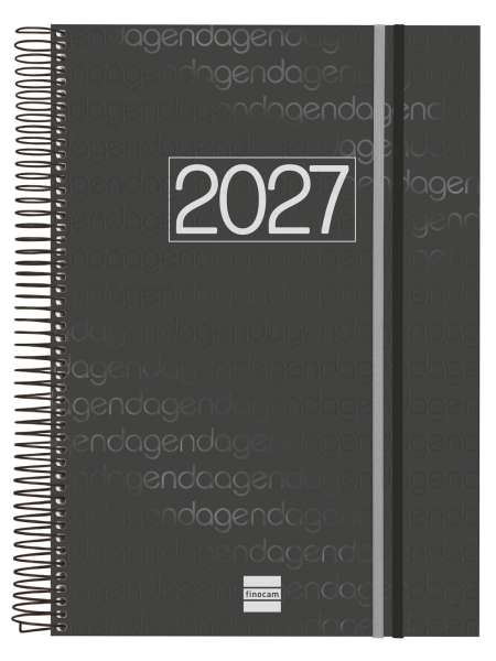 Finocam Espiral Basics Year Agenda en Catalan - Anual 2027 - 1 Dia por Pagina - Formato E40 - 210x297mm - Goma Elastica - Tapa de Polipropileno - Esquinas Microperforadas - Papel de 70g/m2 - Color Negro Finocam Espiral Basics Year Agenda en Catalan - Anual 2027 - 1 Dia por Pagina - Formato E40 - 210x297mm - Goma Elastica - Tapa de Polipropileno - Esquinas Microperforadas - Papel de 70g/m2 - Color Negro