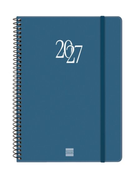 Finocam Espiral Basics My Agenda - Anual 2027 - Semana Vista Horizontal - Formato E10 - 155x212mm - Espiral - Tapa Dura de Carton Forrado - Esquinas Microperforadas - Papel de 80g/m2 - Color Azul