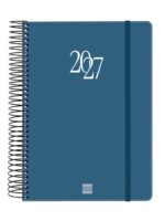 Finocam Espiral Basics My Agenda - Anual 2027 - 1 Dia por Pagina - Formato E10 - 155x212mm - Espiral - Tapa Dura de Carton Forrado - Esquinas Microperforadas - Papel de 70g/m2 - Color Azul
