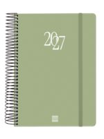 Finocam Espiral Basics My Agenda - Anual 2027 - 1 Dia por Pagina - Formato E10 - 155x212mm - Espiral - Tapa Dura de Carton Forrado - Esquinas Microperforadas - Papel de 70g/m2 - Color Verde