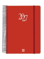 Finocam Espiral Basics My Agenda - Anual 2027 - 1 Dia por Pagina - Formato E10 - 155x212mm - Espiral - Tapa Dura de Carton Forrado - Esquinas Microperforadas - Papel de 70g/m2 - Color Rojo