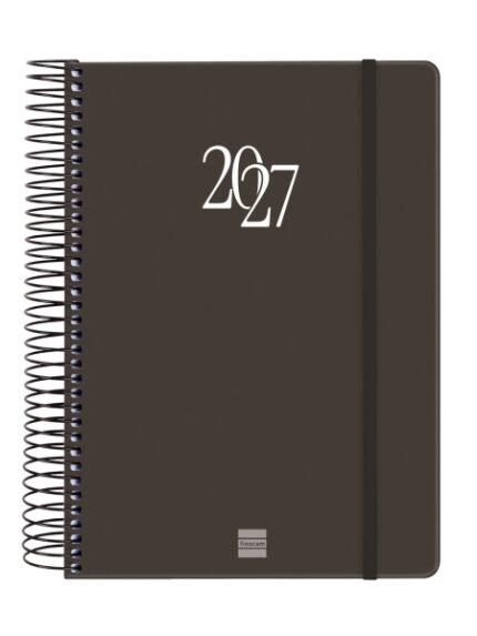 Finocam Espiral Basics My Agenda - Anual 2027 - 1 Dia por Pagina - Formato E10 - 155x212mm - Espiral - Tapa Dura de Carton Forrado - Esquinas Microperforadas - Papel de 70g/m2 - Color Negro