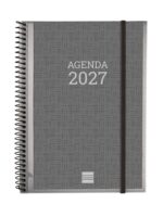 Finocam Basics Personalizable Agenda en Catalan - Anual 2027 - Semana Vista Horizontal - Formato E10 - 155x212mm - Espiral - Tapa de Polipropileno - Esquinas Microperforadas - Papel de 80g/m2 - Color Gris