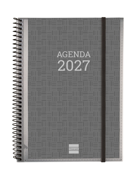 Finocam Basics Personalizable Agenda en Catalan - Anual 2027 - Semana Vista Horizontal - Formato E10 - 155x212mm - Espiral - Tapa de Polipropileno - Esquinas Microperforadas - Papel de 80g/m2 - Color Gris Finocam Basics Personalizable Agenda en Catalan - Anual 2027 - Semana Vista Horizontal - Formato E10 - 155x212mm - Espiral - Tapa de Polipropileno - Esquinas Microperforadas - Papel de 80g/m2 - Color Gris