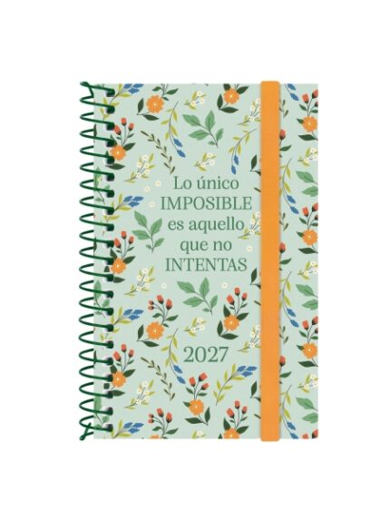 Finocam Trendy Design Collection Imposible Agenda - Anual 2027 - Semana Vista Horizontal - Formato E3 - 79x127mm - Espiral - Tapa de Polipropileno - Esquinas Microperforadas - Papel de 80g/m2 - Multicolor