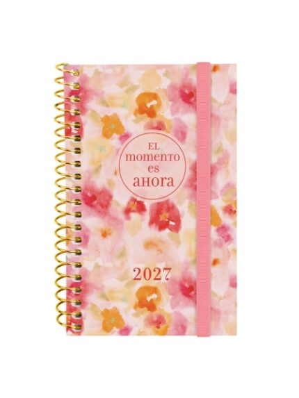 Finocam Trendy Design Collection Ahora Agenda - Anual 2027 - Semana Vista Horizontal - Formato E3 - 79x127mm - Espiral - Tapa de Polipropileno - Esquinas Microperforadas - Papel de 80g/m2 - Multicolor