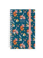 Finocam Trendy Design Collection Flora Agenda - Anual 2027 - Semana Vista Horizontal - Formato E3 - 79x127mm - Espiral - Tapa de Polipropileno - Esquinas Microperforadas - Papel de 80g/m2 - Multicolor