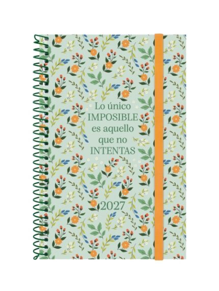 Finocam Trendy Design Collection Imposible Agenda - Anual 2027 - Semana Vista Horizontal - Formato E5 - 117x181mm - Espiral - Tapa de Polipropileno - Esquinas Microperforadas - Papel de 80g/m2 - Multicolor