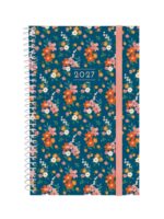 Finocam Trendy Design Collection Flora Agenda - Anual 2027 - Semana Vista Horizontal - Formato E5 - 117x181mm - Espiral - Tapa de Polipropileno - Esquinas Microperforadas - Papel de 80g/m2 - Multicolor