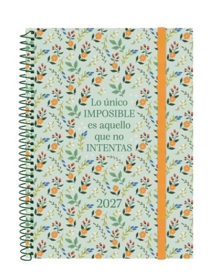 Finocam Trendy Design Collection Imposible Agenda - Anual 2027 - Semana Vista Horizontal - Formato E10 - 155x212mm - Espiral - Tapa de Polipropileno - Esquinas Microperforadas - Papel 80g/m2 - Multicolor