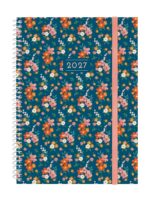 Finocam Trendy Design Collection Flora Agenda - Anual 2027 - Semana Vista Horizontal - Formato E10 - 155x212mm - Espiral - Tapa de Polipropileno - Esquinas Microperforadas - Papel de 80g/m2 - Multicolor