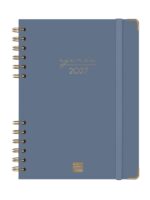Finocam Espiral Trendy Alma Agenda - Anual 2027 - Semana Vista Horizontal - Formato E10 - 155x212mm - Espiral - Tapa Dura de Carton Forrado - Esquinas Microperforadas - Papel de 80g/m2 - Color Azul