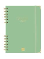 Finocam Espiral Trendy Alma Agenda - Anual 2027 - Semana Vista Horizontal - Formato E10 - 155x212mm - Espiral - Tapa Dura de Carton Forrado - Esquinas Microperforadas - Papel de 80g/m2 - Color Verde