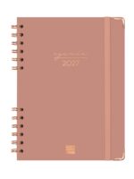 Finocam Espiral Trendy Alma Agenda - Anual 2027 - Semana Vista Horizontal - Formato E10 - 155x212mm - Espiral - Tapa Dura de Carton Forrado - Esquinas Microperforadas - Papel de 80g/m2 - Color Rosa