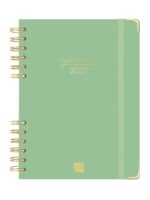 Finocam Espiral Trendy Alma Agenda - Anual 2027 - 1 Dia por Pagina - Formato E10 - 155x212mm - Espiral - Tapa Dura de Carton Forrado - Esquinas Microperforadas - Papel de 70g/m2 - Color Verde