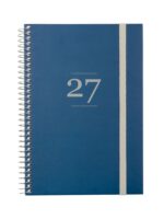 Finocam Moda Agenda Internacional - Anual 2027 - Semana Vista Vertical - 140x204mm - Goma Elastica - Tapa Dura de Carton Forrado - Esquinas Microperforadas - Papel de 80g/m2 - Color Azul