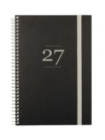 Finocam Moda Agenda Internacional - Anual 2027 - Semana Vista Vertical - 140x204mm - Goma Elastica - Tapa Dura de Carton Forrado - Esquinas Microperforadas - Papel de 80g/m2 - Color Negro