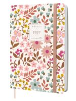 Finocam Moniquilla Agenda Profesional - Anual 2027 - 1 Dia por Pagina - Formato A5 - 148x210mm - Goma Elastica - Cinta Punto - Tapa Blanda de PU - Esquinas Microperforadas - Papel de 80g/m2 - Color Rosa