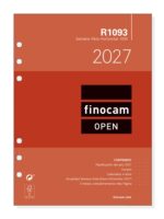 Finocam R1093 Recambio para Agenda Open - Anual 2027 - Semana Vista Horizontal - Formato 1000 - 155x215mm - 6 Taladros - Papel de 80g/m2 - Color Blanco