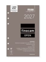 Finocam R598 Recambio para Agenda Open - Anual 2027 - 1 Dia por Pagina - Formato 500 - 117x181mm - 6 Taladros - Papel de 70g/m2 - Color Blanco