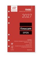 Finocam R499 Recambio para Agenda Open - Anual 2027 - Semana Vista Vertical - Formato 400 - 91x152mm - 6 Taladros - Papel de 80g/m2 - Color Blanco