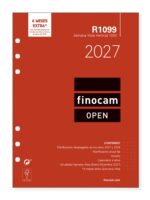 Finocam R1099 Recambio para Agenda Open - Anual 2027 - Semana Vista Vertical - Formato 1000 - 155x215mm - 6 Taladros - Papel de 80g/m2 - Color Blanco