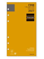 Finocam C998 Recambio para Agenda Classic - Anual 2027 - 1 Dia por Pagina - Formato 609 - 94x171mm - 6 Taladros - Papel de 70g/m2 - Esquinas Microperforadas - Color Blanco