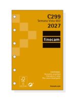 Finocam C299 Recambio para Agenda Classic - Anual 2027 - Semana Vista Horizontal - Formato 602 - 73x114mm - 6 Taladros - Papel de 80g/m2 - Esquinas Microperforadas - Color Blanco