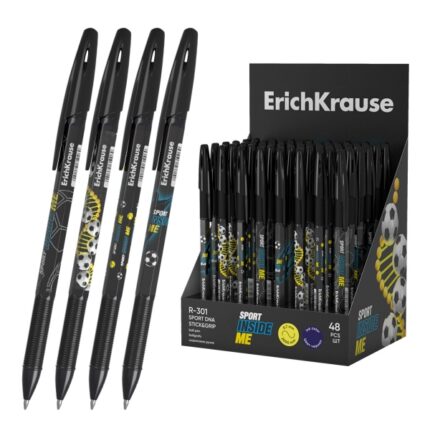 ErichKrause R-301 Stick and Grip Sport DNA Espositore con 48 penne a sfera con cappuccio - Modelli assortiti - Spessore tratto 0
