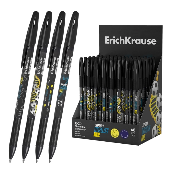 ErichKrause R-301 Stick and Grip Sport DNA Espositore con 48 penne a sfera con cappuccio - Modelli assortiti - Spessore tratto 0 ErichKrause R-301 Stick and Grip Sport DNA Espositore con 48 penne a sfera con cappuccio - Modelli assortiti - Spessore tratto 0