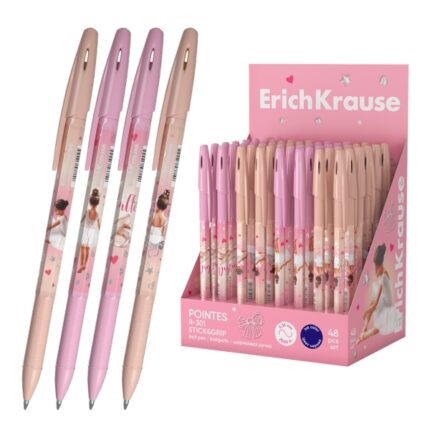 ErichKrause R-301 Stick and Grip Pointes Espositore con 48 penne a sfera con cappuccio - Modelli assortiti - Tratto 0