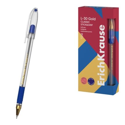 ErichKrause L-30 Gold Stick and Grip Classic Penna a sfera con cappuccio - Punta a ago da 0