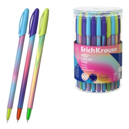 ErichKrause Neo Stick Cool Ray Penna a sfera con cappuccio - Modelli assortiti - Spessore tratto 0