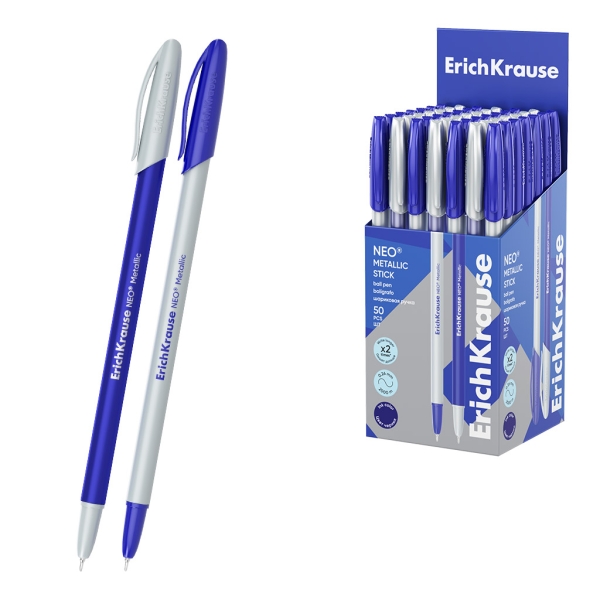 ErichKrause Neo Stick Metallic Penna a sfera con cappuccio - Modelli assortiti - Spessore tratto 0