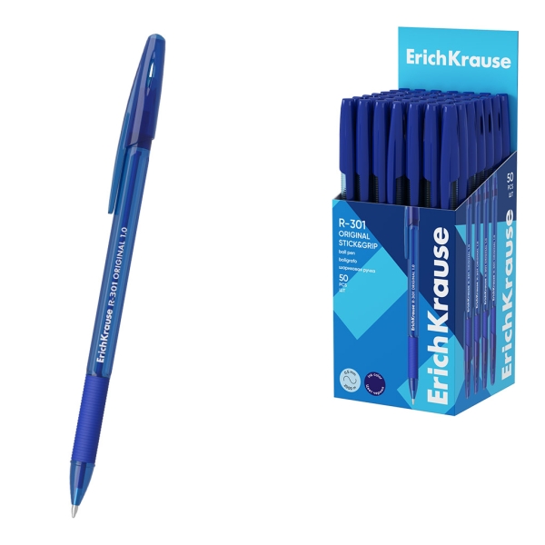 ErichKrause R-301 Stick and Grip Original Penna a sfera con cappuccio - Punta da 1 ErichKrause R-301 Stick and Grip Original Penna a sfera con cappuccio - Punta da 1