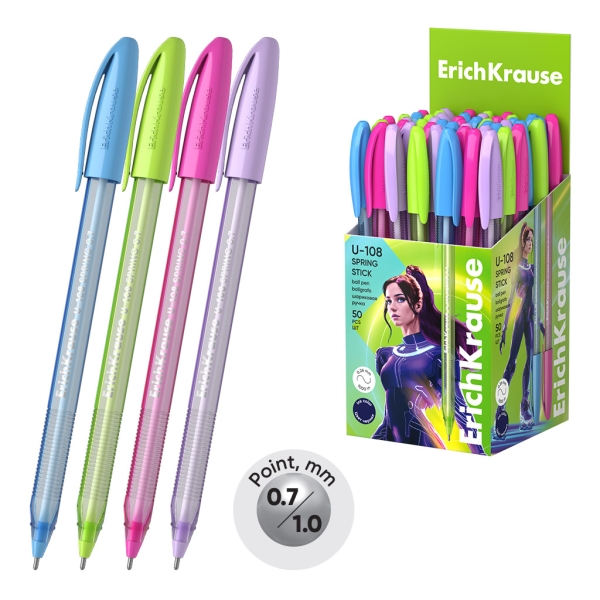ErichKrause U-108 Stick Spring Penna a sfera con cappuccio - Modelli assortiti - Spessore tratto 0 ErichKrause U-108 Stick Spring Penna a sfera con cappuccio - Modelli assortiti - Spessore tratto 0