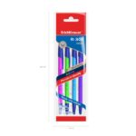 ErichKrause R-301 Stick Neon, confezione da 4 penne a sfera con cappuccio - Modelli assortiti - Spessore tratto 0,35 mm - Inchiostro ad asciugatura rapida - Colore blu - immagine 4