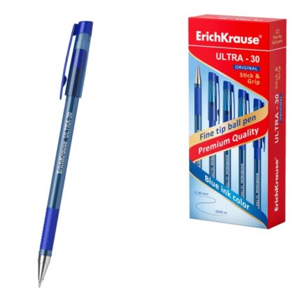 ErichKrause ULTRA-30 Stick and Grip Original - Penna a sfera con cappuccio - Punta a ago da 0